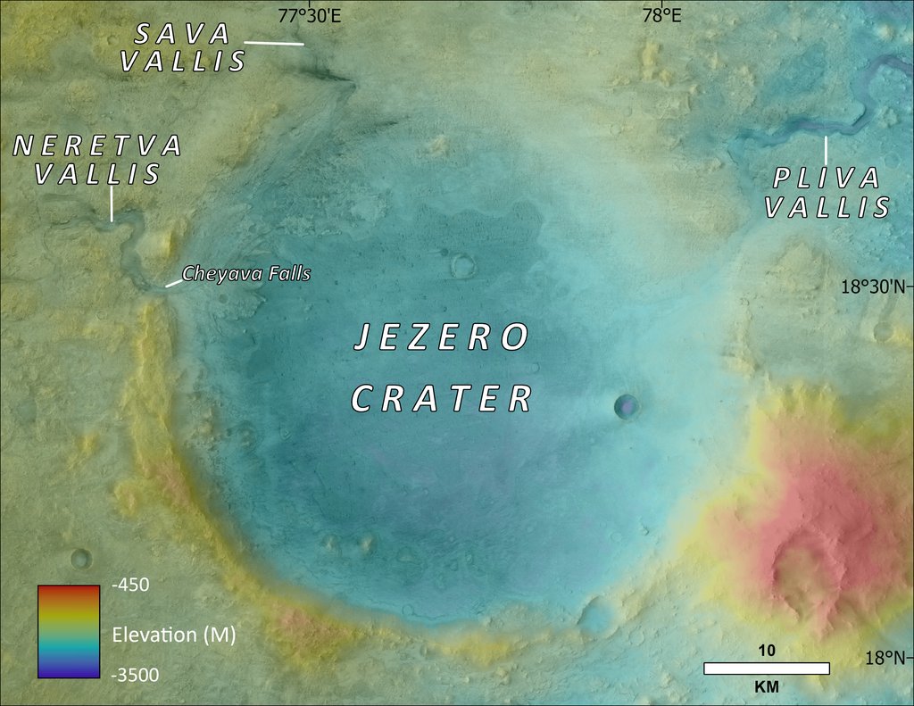 Map of Mars’ Jezero Crater