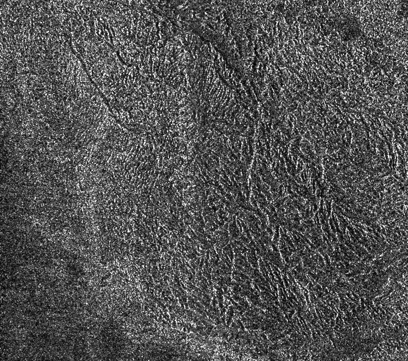 This synthetic-aperture radar image was obtained by NASA's Cassini spacecraft during its T-120 pass over Titan's southern latitudes on June 7, 2016.