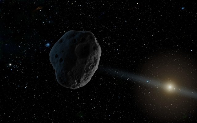 An artist's rendition of 2016 WF9 as it passes Jupiter's orbit inbound toward the sun.