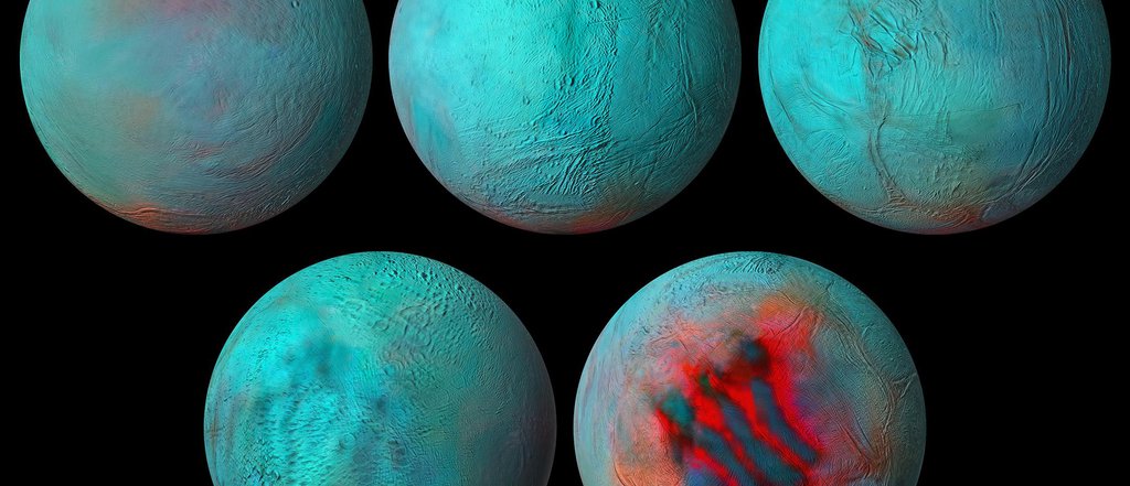 New composite images made from NASA's Cassini spacecraft data are the most detailed global infrared views ever produced of Saturn's moon Enceladus.