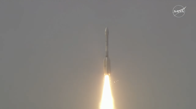The Indian Space Research Organisation's Geosynchronous Satellite Launch Vehicle lifts off from Satish Dhawan Space Centre on India's southeastern coast at 8:10 a.m. EDT (5:40 a.m. IST), July 30, 2025.