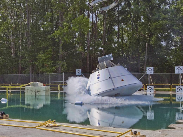 Orion splashes down in the test facility